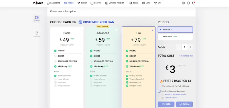 how much Inflact costs during signup - step-by-step guide by Peekviewer how much Inflact costs during signup - step-by-step guide by Peekviewer