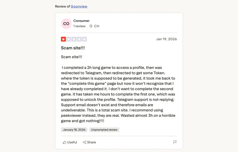 Goonview Trustpilot reviews — real user experiences with the goonview app Goonview Trustpilot reviews — real user experiences with the goonview app