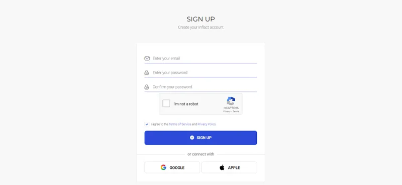 sign up to inflact - step-by-step guide by Peekviewer