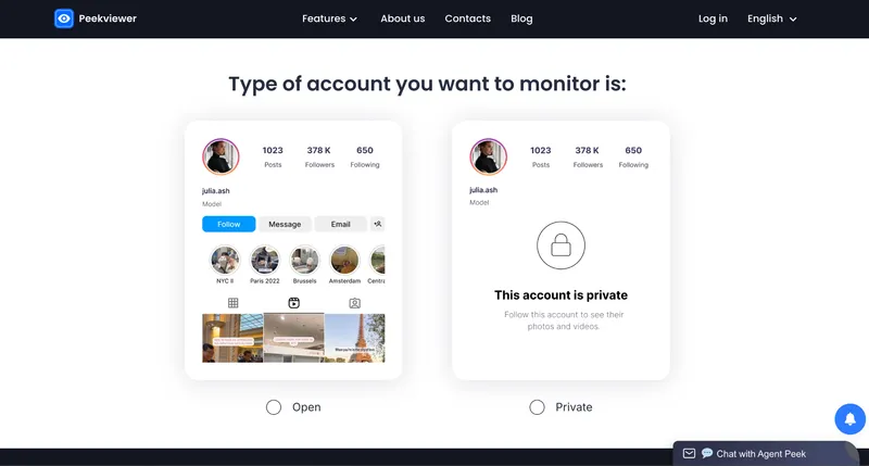 Peekviewer used as a private Instagram profile bio viewer.