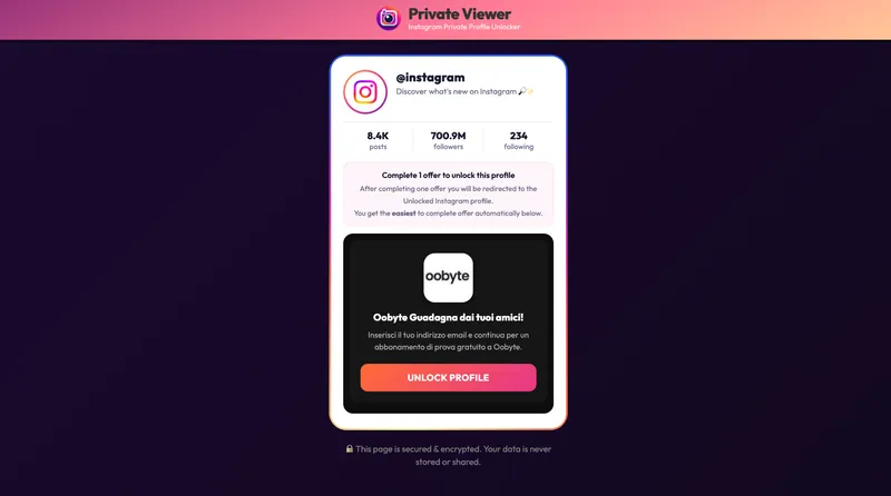 Goonview verification screen — complete an offer to unlock an Instagram profile prompt Goonview verification screen — complete an offer to unlock an Instagram profile prompt