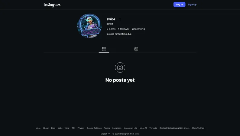 Swioz Instagram viewer scam showing its empty Instagram account Swioz Instagram viewer scam showing its empty Instagram account