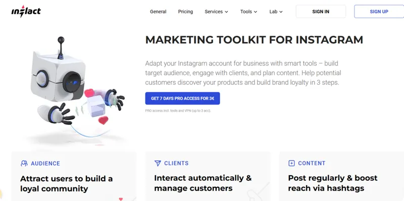 Inflact Instagram viewer that fails to access private accounts